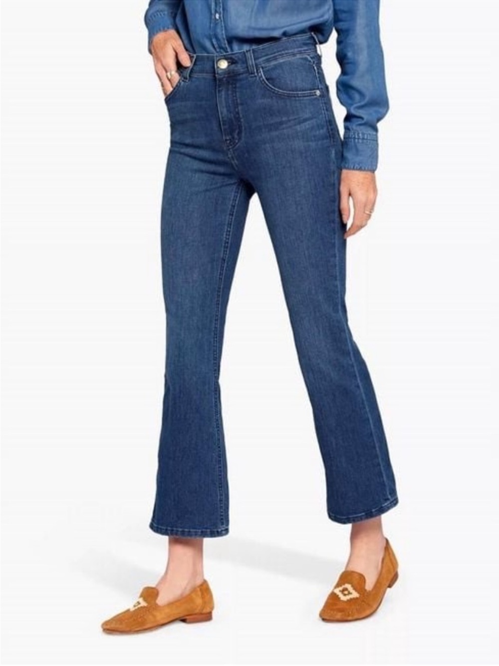 Current/Elliot‎ || Boulevard Crop Flare Jeans Vista Wash Stretch Blue 27